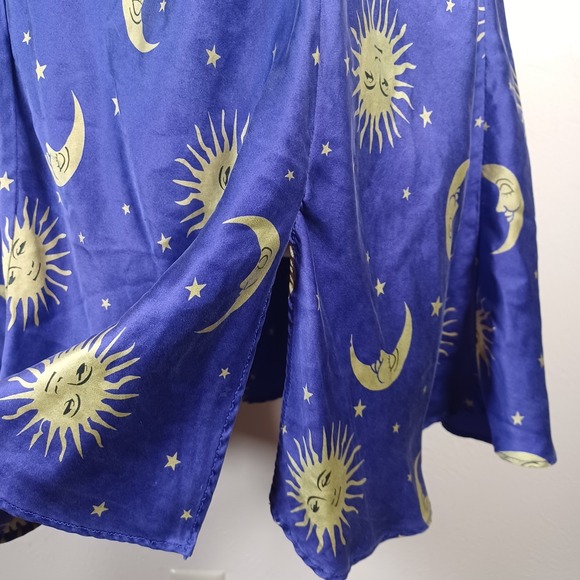 Magic Silk Vintage Purple Gold Celestial Sun Moon Mini Slip Dress XL - Picture 4 of 9